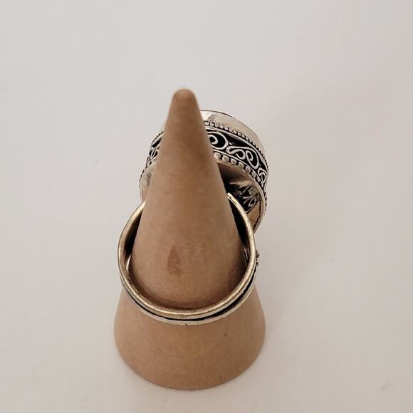 Sterling Silver Pink Agate Ring – Bohemian Statement Jewelry – Size 8.5 - Picture 5 of 13